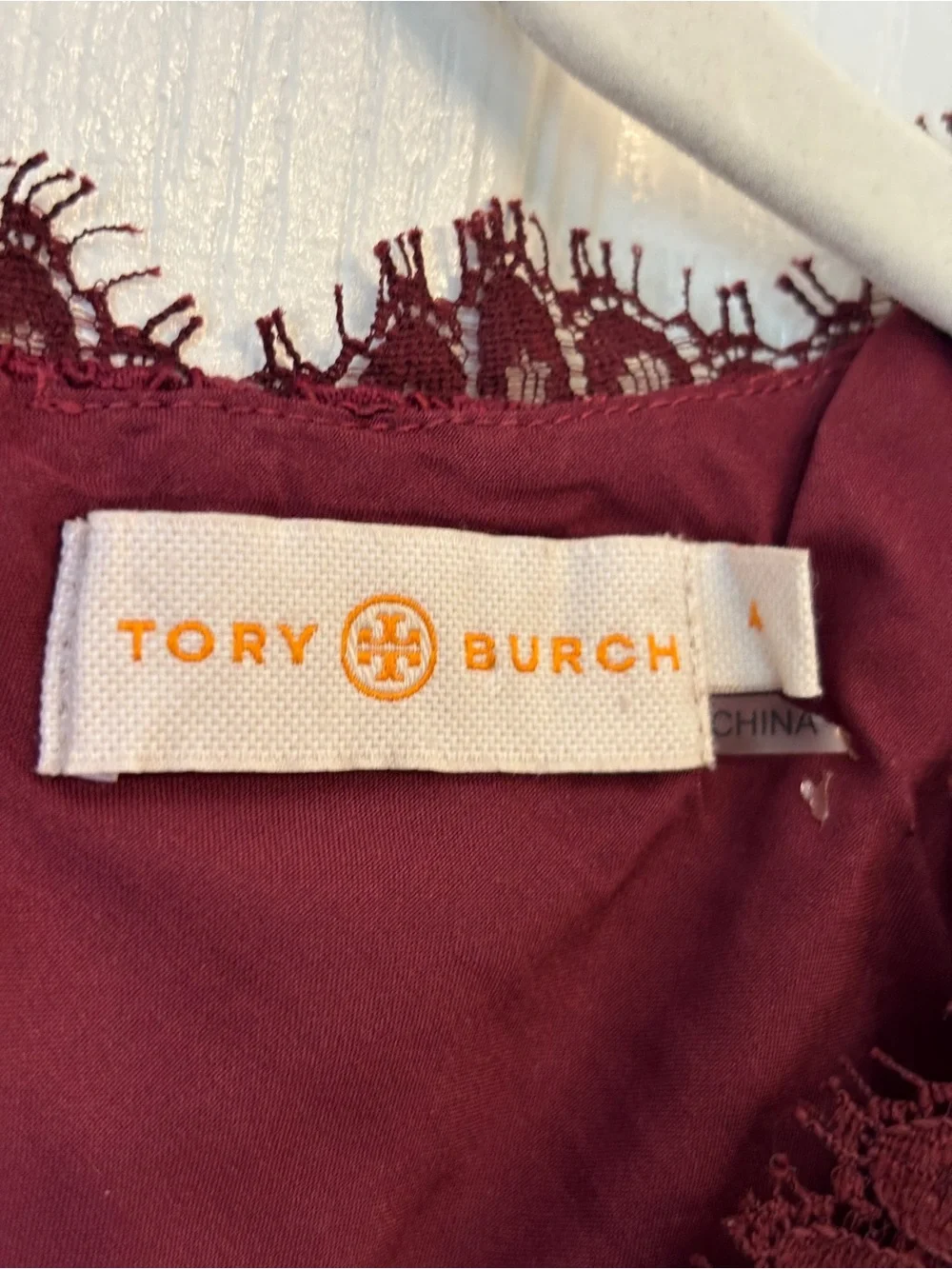 Tory Burch Wine Lace V-Neck Fit & Flare Dress ~ Women’s Size 4 ~